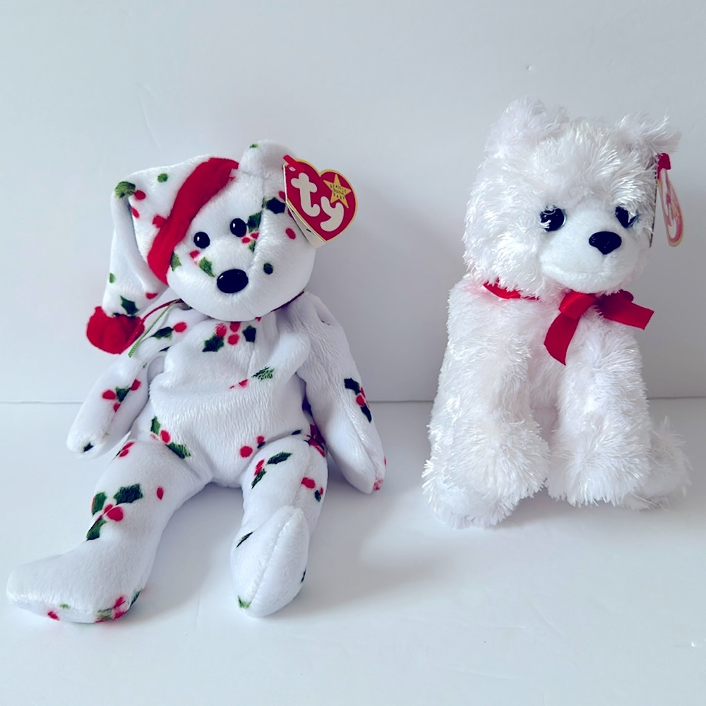 NWT Set of 2 Ty Holiday Beanie Baby 1998 Christmas & Ty Icebox Beanie Baby Polar